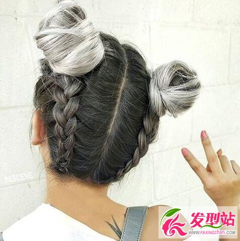 彩色丸子頭扎發(fā)